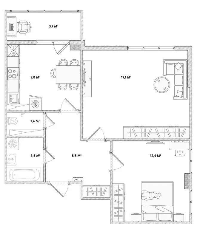 2-комнатная квартира: Орёл, Раздольная улица, 29 (54.8 м) - Фото 2