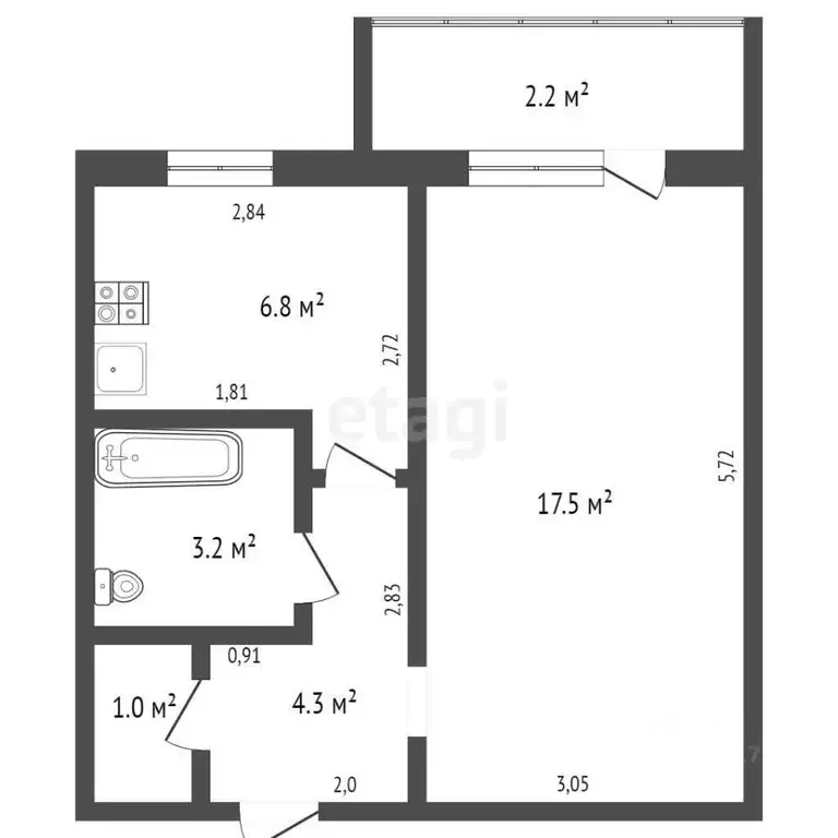 1-к кв. Брянская область, Климово рп ул. Полевая, 71 (32.8 м) - Фото 1