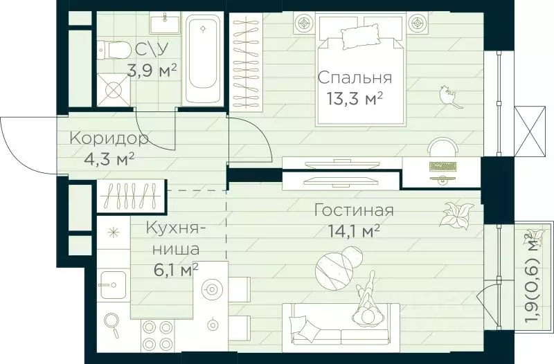 1-к кв. Башкортостан, Уфа Глумилино жилрайон, Урман Сити жилой ... - Фото 0