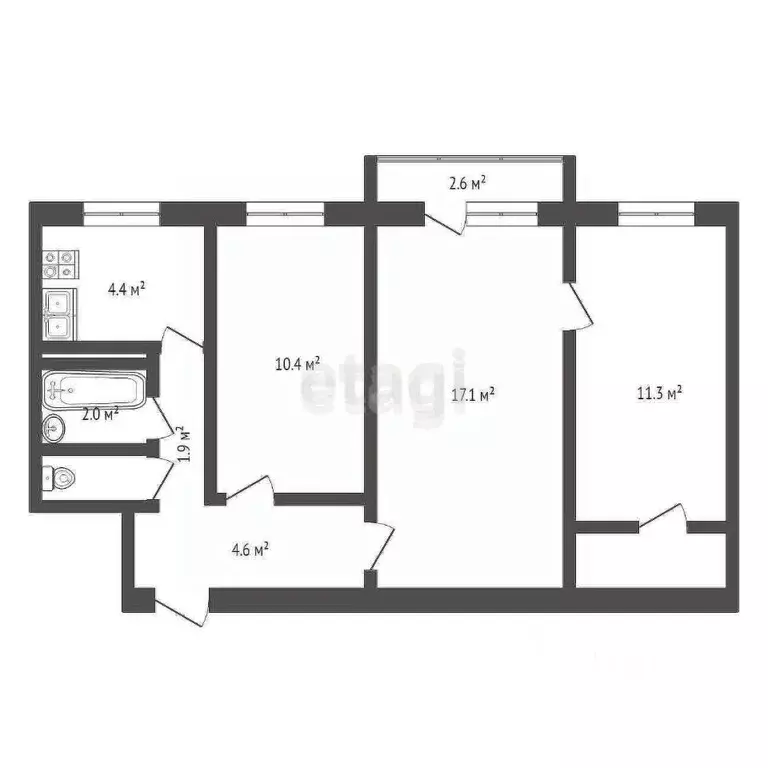 3-к кв. Саратовская область, Балашов ул. Титова, 28 (55.0 м) - Фото 2