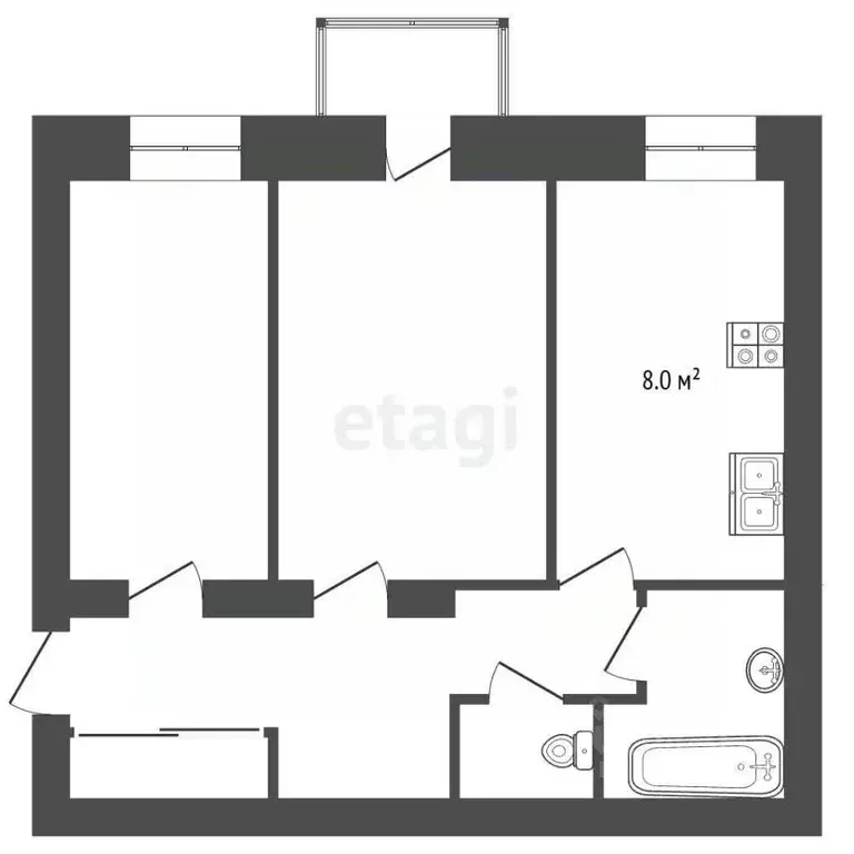 2-к кв. Нижегородская область, Балахна ул. Дзержинского, 76 (49.1 м) - Фото 2