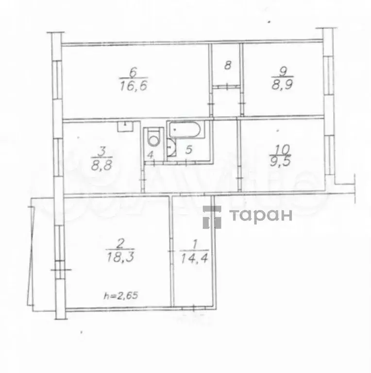 4-к. квартира, 72,9 м, 3/9 эт. - Фото 0