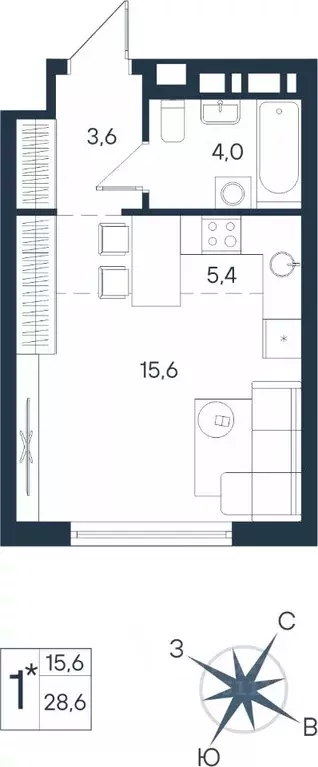 Студия Пермский край, Пермь ул. Космонавта Беляева, 17 (28.6 м) - Фото 0