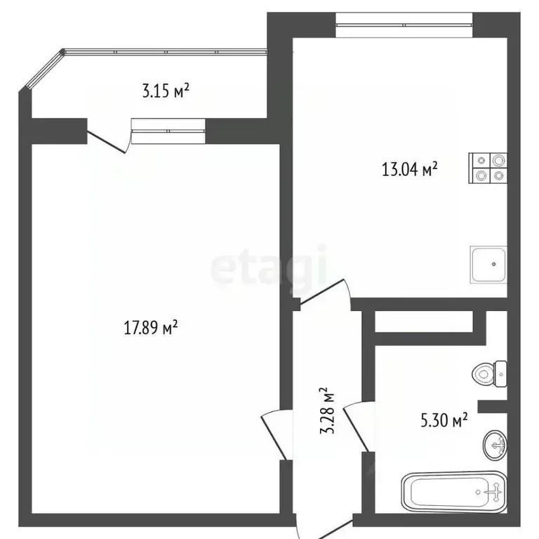 1-к кв. Тюменская область, Тюмень ул. Константина Посьета, 7 (39.7 м) - Фото 2