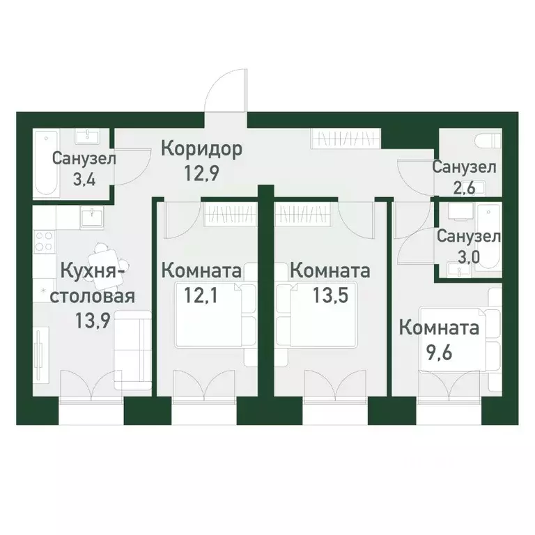 3-к кв. Свердловская область, Екатеринбург Твоя Привилегия жилой ... - Фото 0