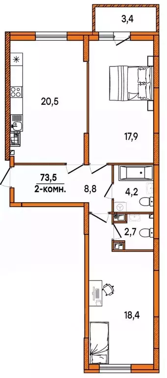 2-к кв. Ульяновская область, Ульяновск Киндяковка мкр, Заря жилой ... - Фото 0