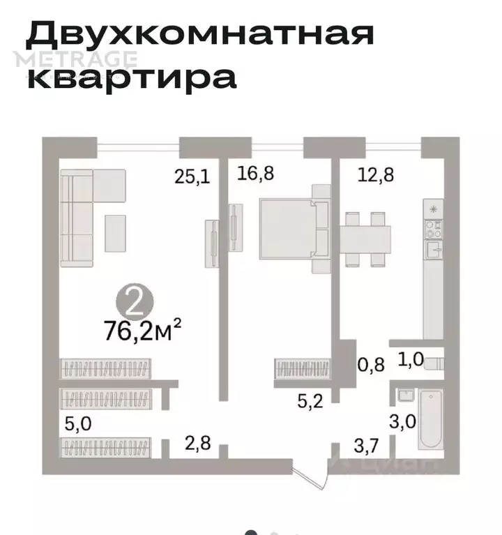 2-к кв. Новосибирская область, Новосибирск ул. В. Высоцкого, 62 (76.0 ... - Фото 1