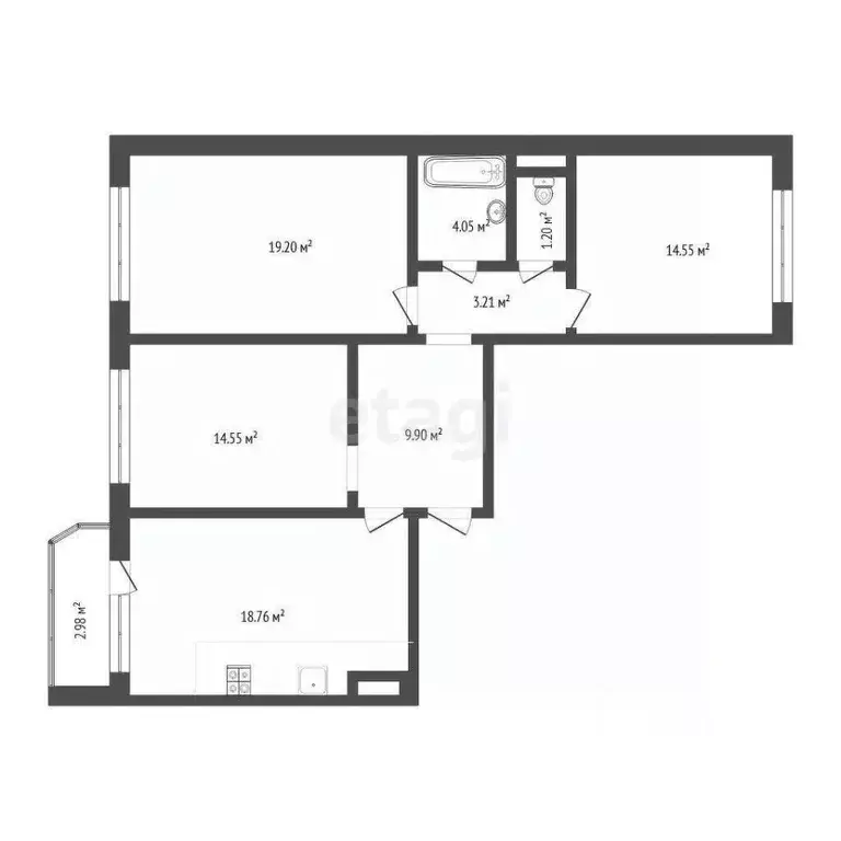 3-к кв. Тюменская область, Тюмень Кремлевская ул., 110к2 (85.4 м) - Фото 0