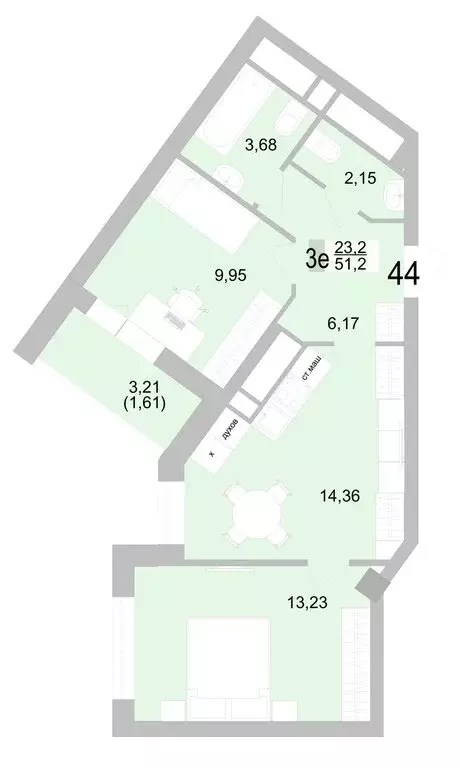 2-комнатная квартира: Екатеринбург, Черкасская улица, 5к1 (51.15 м) - Фото 0