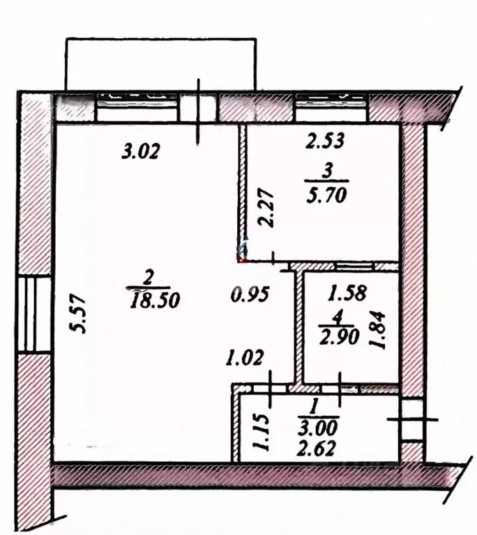 1-к кв. Томская область, Томск Студенческая ул., 3 (32.5 м) - Фото 2