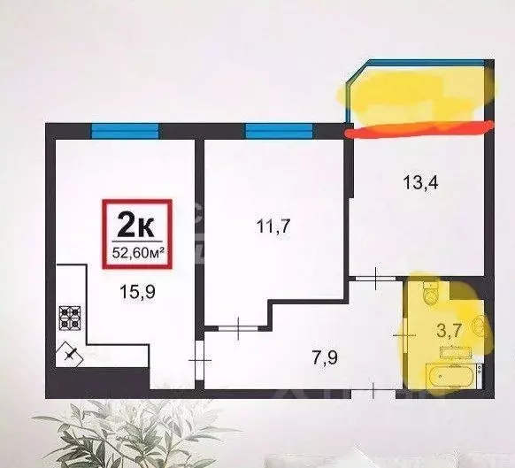 2-к кв. Краснодарский край, Анапа Анапское ш., 30к3 (53.0 м) - Фото 2