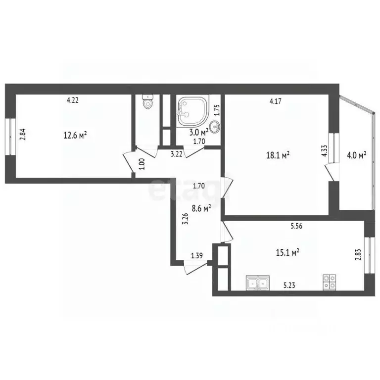 2-к кв. Московская область, Балашиха ул. Дмитриева, 18 (58.9 м) - Фото 1