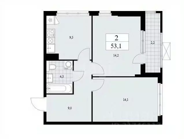 2-к кв. Москва Бунинские Кварталы жилой комплекс, 7.4 (53.1 м) - Фото 0