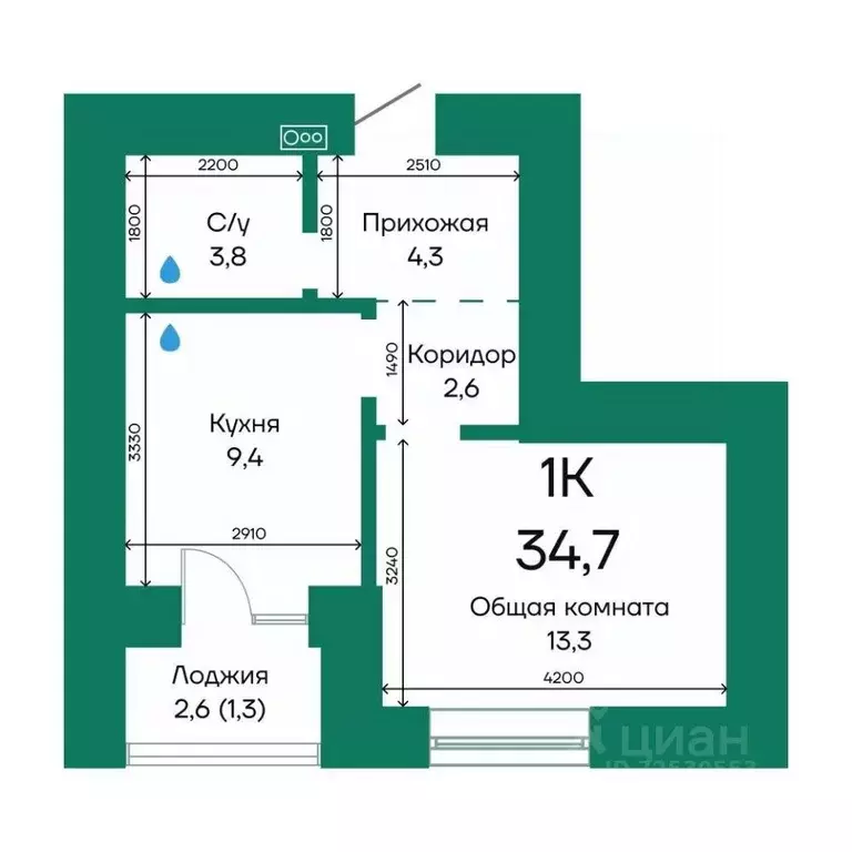 1-к кв. Алтайский край, Барнаул Просторная ул., 390к2 (34.7 м) - Фото 1