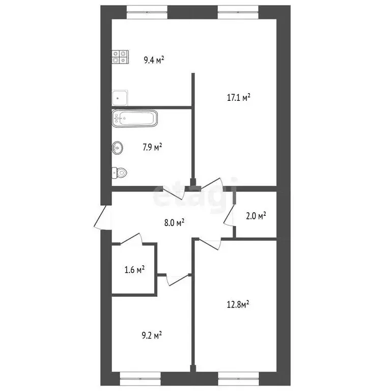 3-комнатная квартира: Чита, Инструментальная улица, 4 (68 м) - Фото 1