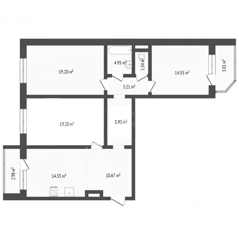 3-к кв. Тюменская область, Тюмень ул. Александра Митинского, 7 (92.3 ... - Фото 1
