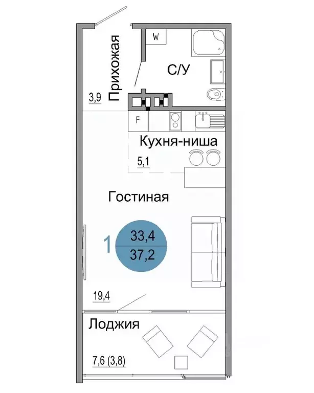 1-к кв. Крым, Керчь Белый город жилой комплекс (37.2 м) - Фото 0
