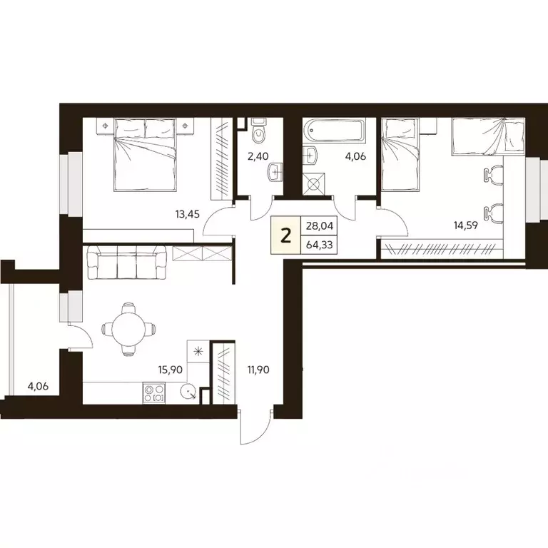2-к кв. Башкортостан, Уфа ул. Ахметова, 296/2 (64.33 м) - Фото 1