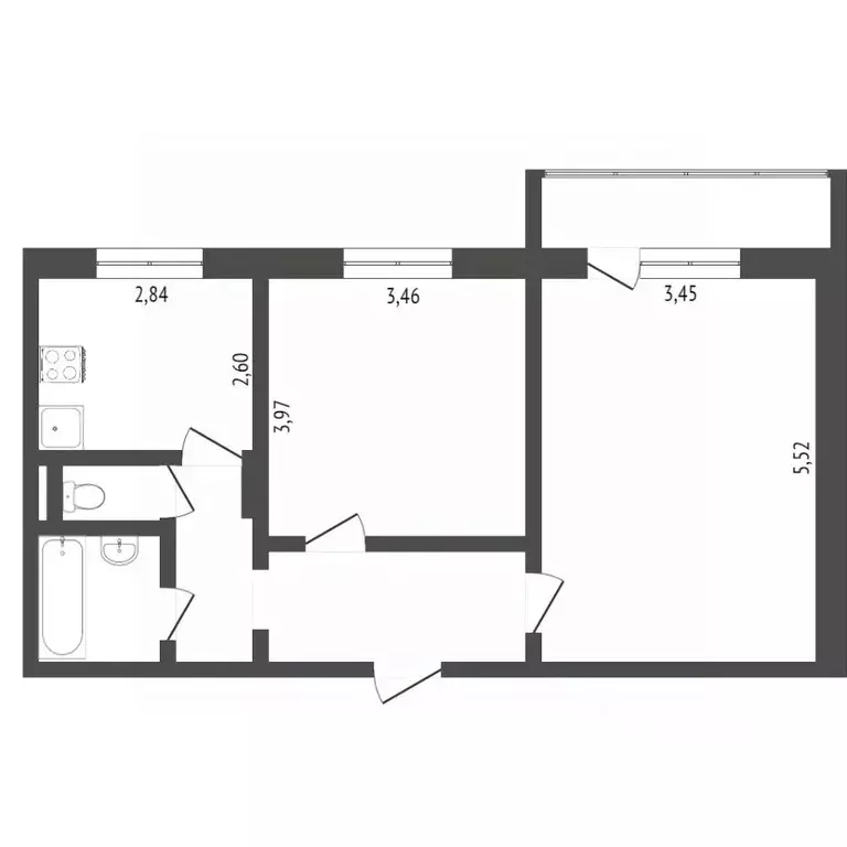 2-к кв. Омская область, Омск ул. Малиновского, 10/1 (52.5 м) - Фото 1