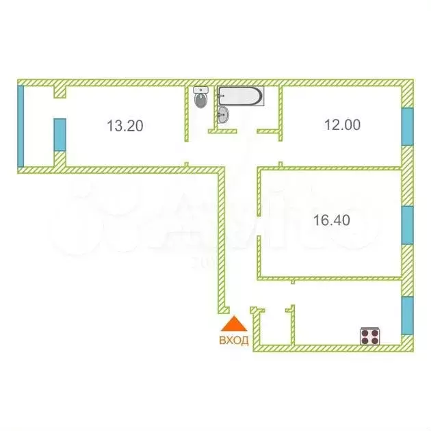 3-к. квартира, 66 м, 2/9 эт. - Фото 0
