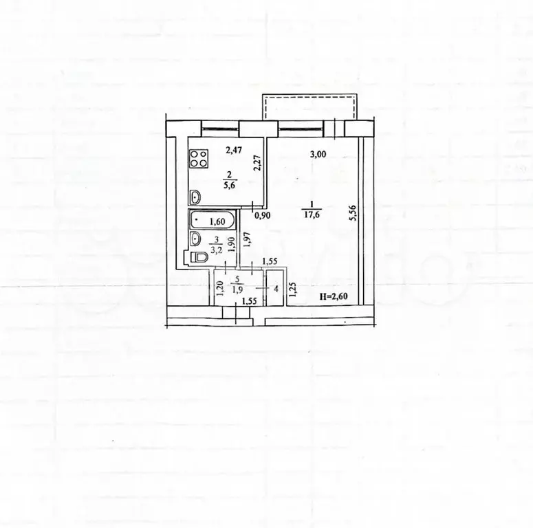1-к. квартира, 29 м, 5/5 эт. - Фото 0