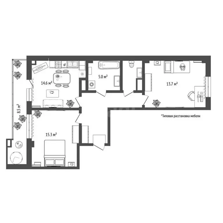 2-комнатная квартира: Патрушева, улица Александра Пушкина, 5 (67 м) - Фото 0