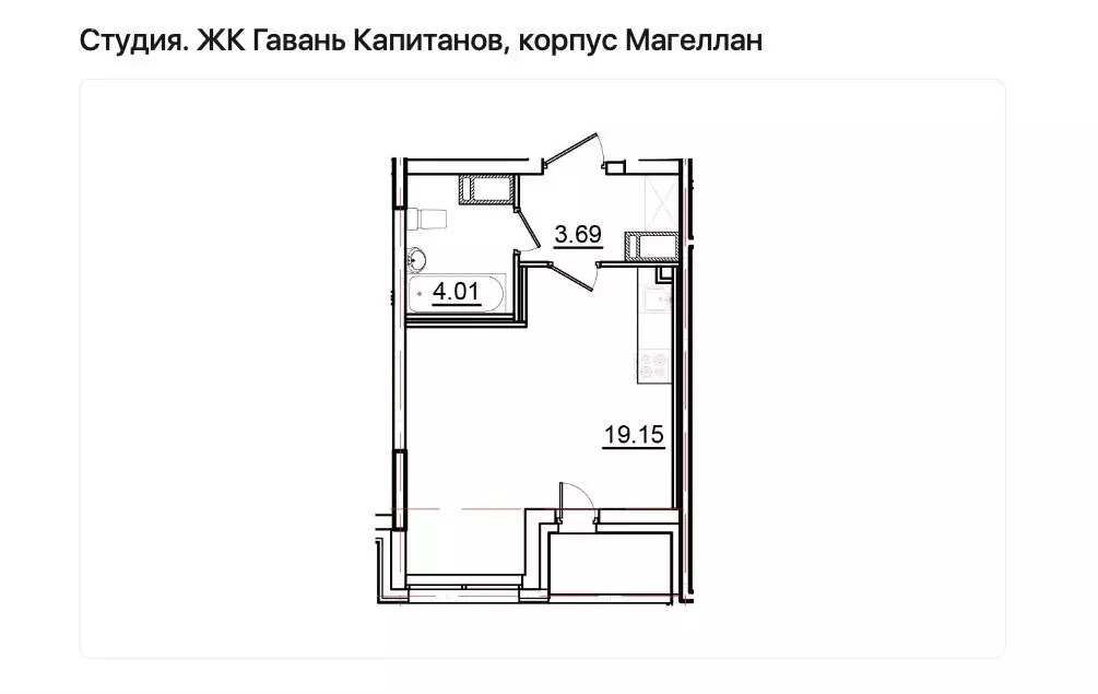Квартира-студия: Санкт-Петербург, улица Вадима Шефнера, 4 (27.9 м) - Фото 0