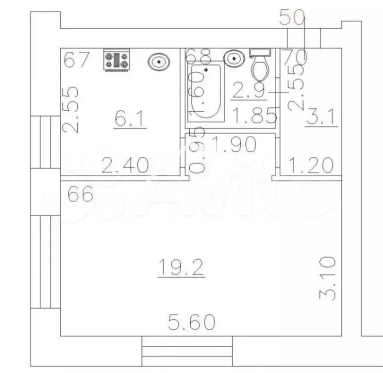 1-к. квартира, 31 м, 4/5 эт. - Фото 0