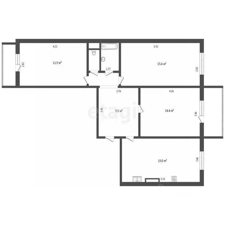 3-к кв. Мордовия, Саранск ул. 1-я Набережная, 54 (80.2 м) - Фото 1