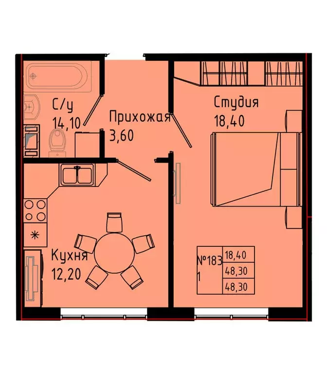 1-комнатная квартира: Коммунар, Железнодорожная улица, 41к2 (38.3 м) - Фото 1
