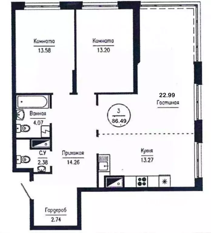 3-к кв. Пензенская область, Пенза Ладожская ул., 9 (86.49 м) - Фото 1