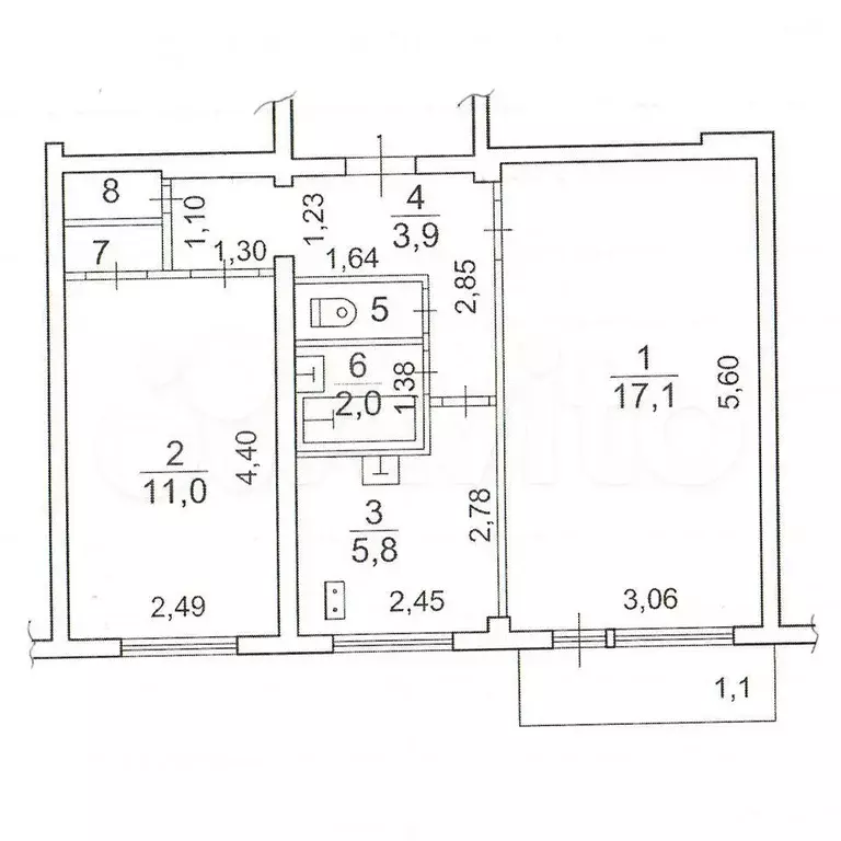 2-к. квартира, 42,2 м, 5/5 эт. - Фото 0