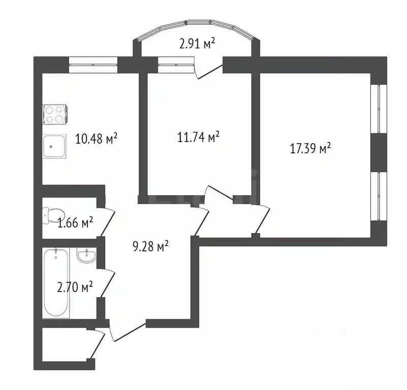 2-к кв. Тюменская область, Тюмень Антипино мкр, ул. Беловежская, 19к1 ... - Фото 1