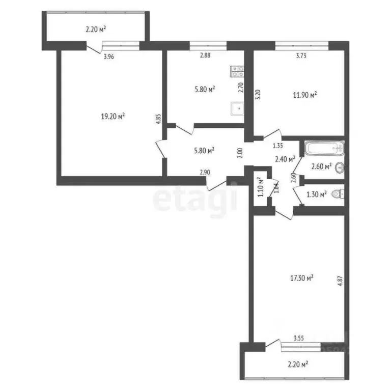 3-к кв. Забайкальский край, Чита ул. Анохина, 4 (73.8 м) - Фото 1