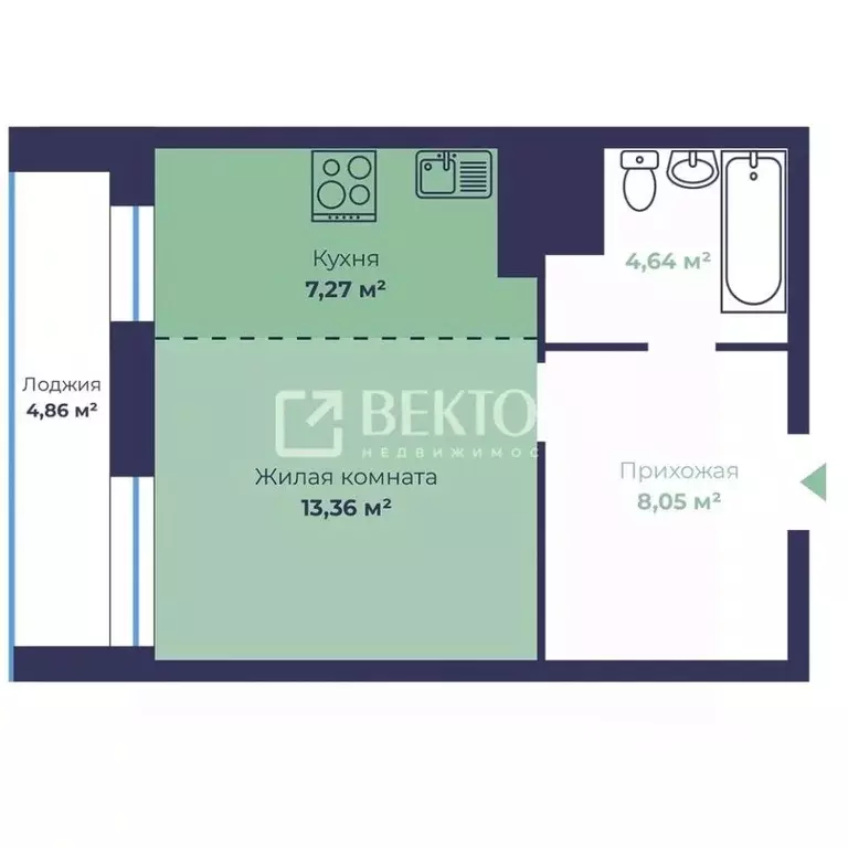 Студия Ярославская область, Ярославль Чернопрудная ул., 17/1 (36.73 м) - Фото 2