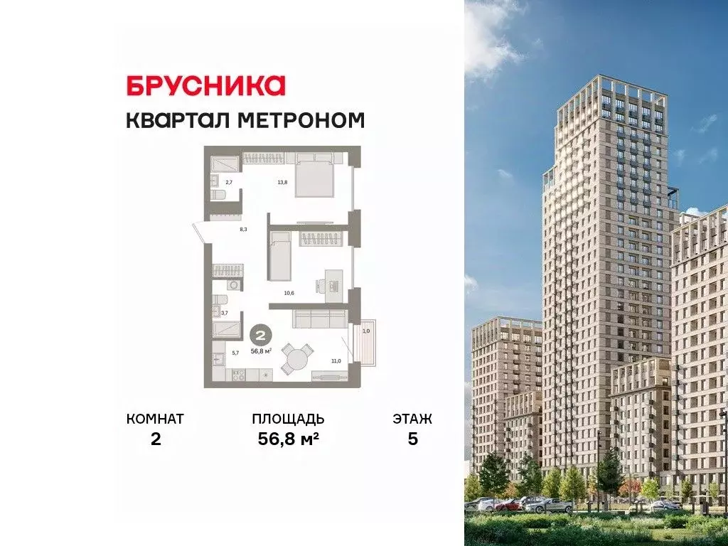 2-к кв. Москва Тагильская ул., 6/5 (56.8 м) - Фото 1