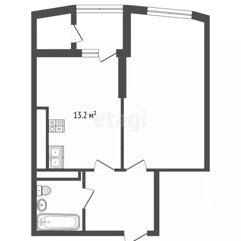 1-к кв. Белгородская область, Белгород Кирпичная ул., 65б (47.6 м) - Фото 2