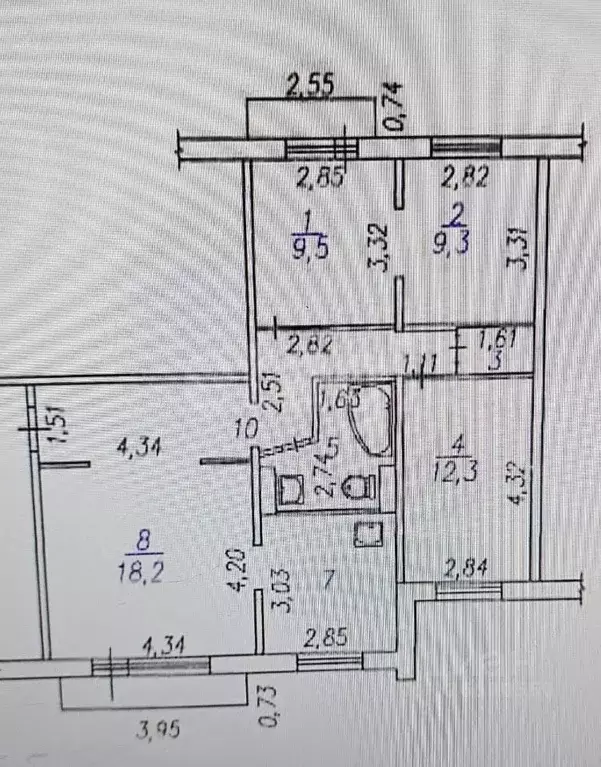 3-к кв. Кемеровская область, Новокузнецк просп. Запсибовцев, 12 (75.4 ... - Фото 2