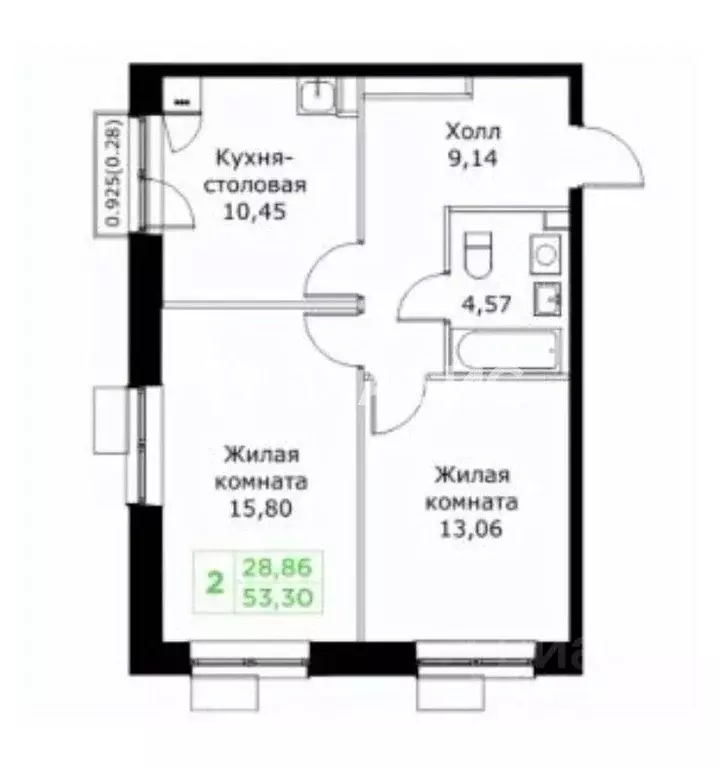 2-к кв. Московская область, Мытищи Шараповский проезд, 4 (53.1 м) - Фото 2