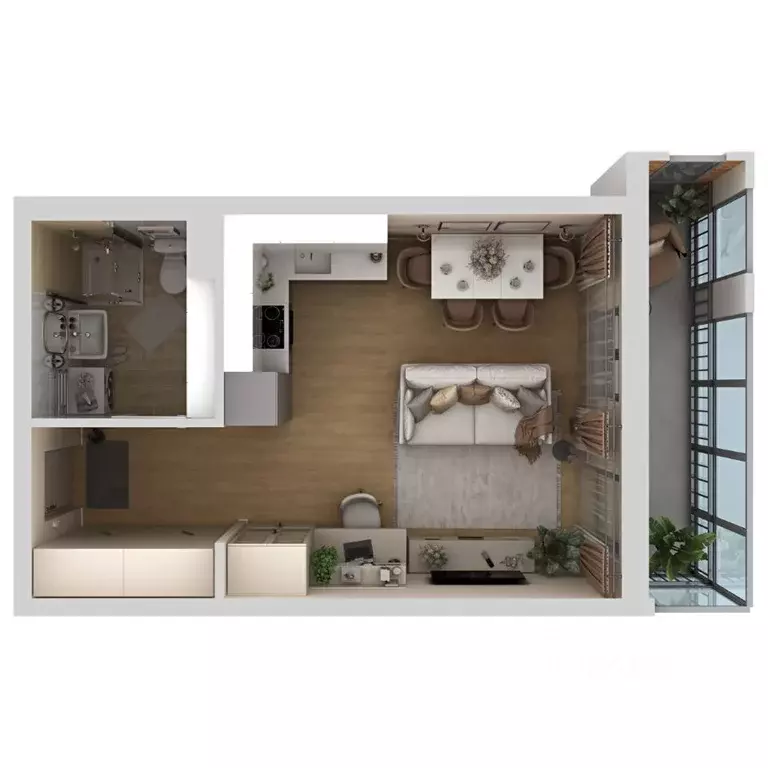 Студия Пермский край, Пермь Самолетная ул., 6 (28.8 м) - Фото 2