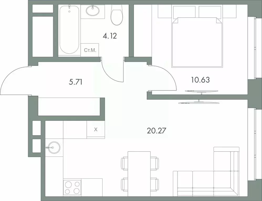 1-к кв. Ханты-Мансийский АО, Сургут ул. Крылова (40.73 м) - Фото 1