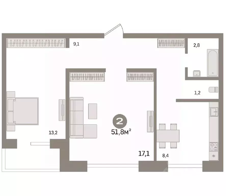 2-к кв. Москва Кустанайская ул., 5К2 (51.8 м) - Фото 1