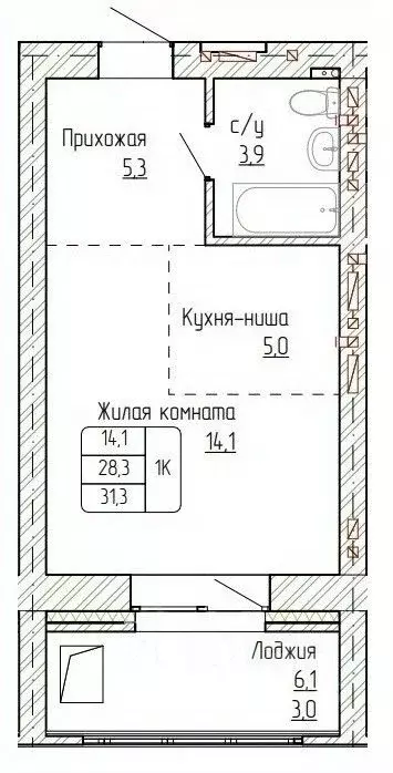 1-к кв. Алтайский край, Новоалтайск ул. Титова, 6 (31.3 м) - Фото 1