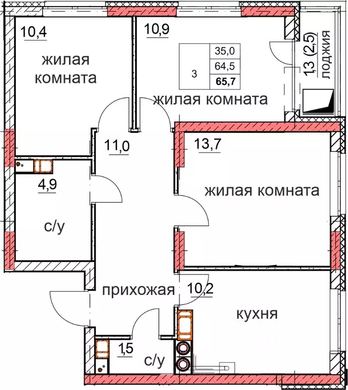 3-к кв. Нижегородская область, Дзержинск Комсомольский мкр,  (64.5 м) - Фото 0