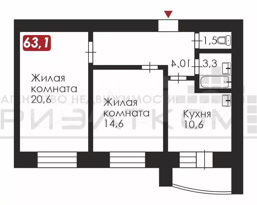 2-к. квартира, 57 м, 2/15 эт. - Фото 0