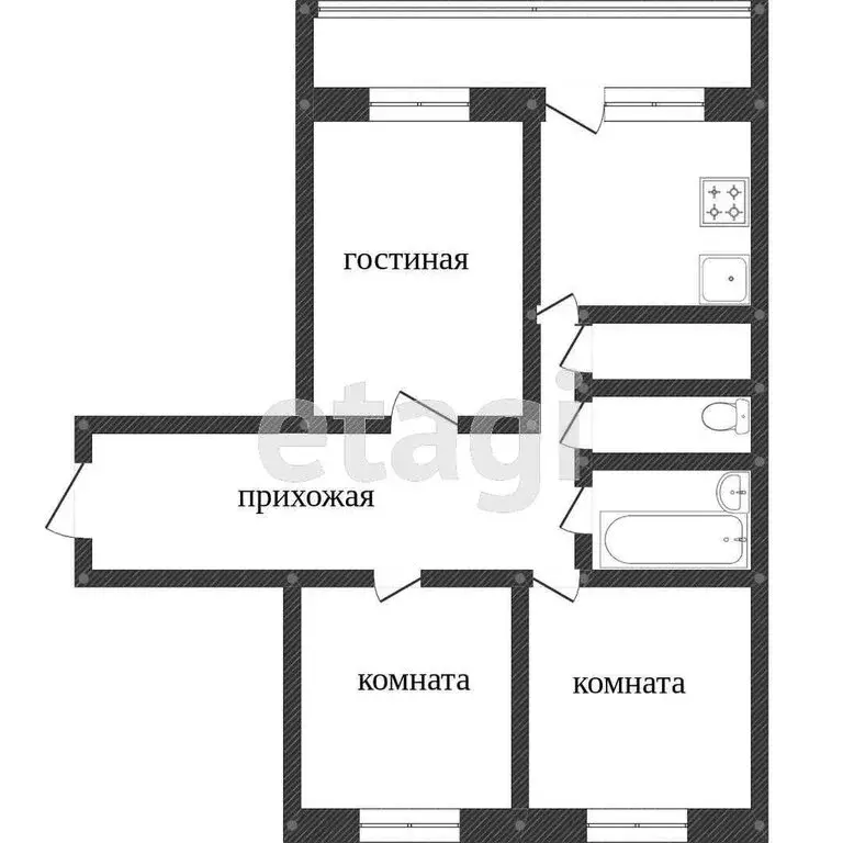 3-комнатная квартира: Калуга, микрорайон Анненки, улица Вишневского, ... - Фото 1