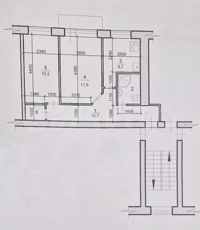 2-к. квартира, 44 м, 4/5 эт. - Фото 0