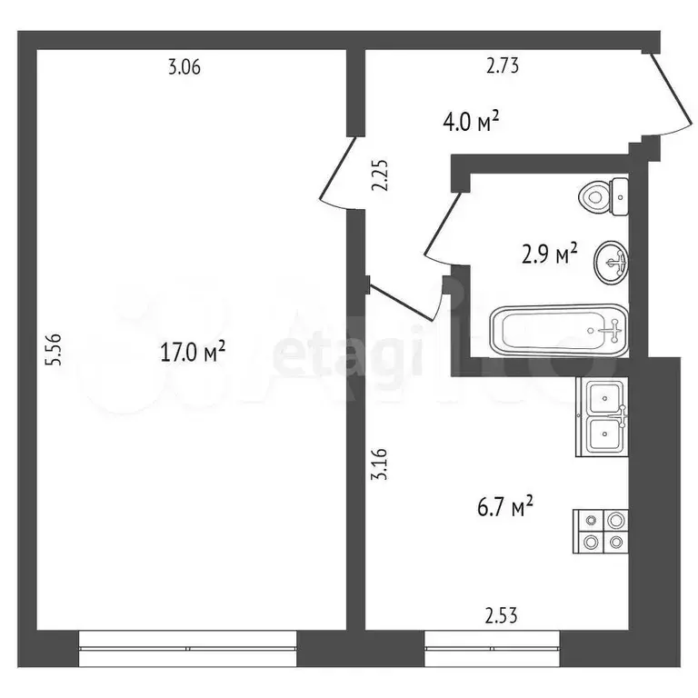 1-к. квартира, 31 м, 5/5 эт. - Фото 0