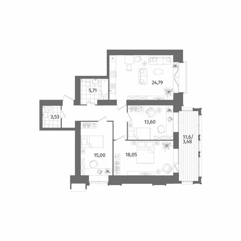 3-комнатная квартира: Санкт-Петербург, Лиственная улица, 20к2 (95.7 м) - Фото 1