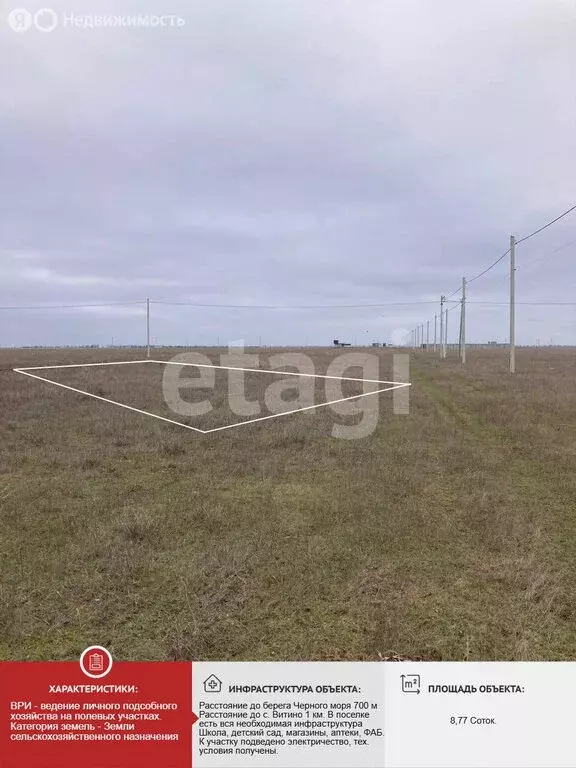 Участок в Сакский район, Молочненское сельское поселение, село Витино ... - Фото 2